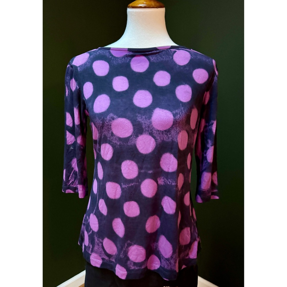 Annie Turbin Purple Polka Dot 3/4 Sleeve Top Women's Size 1